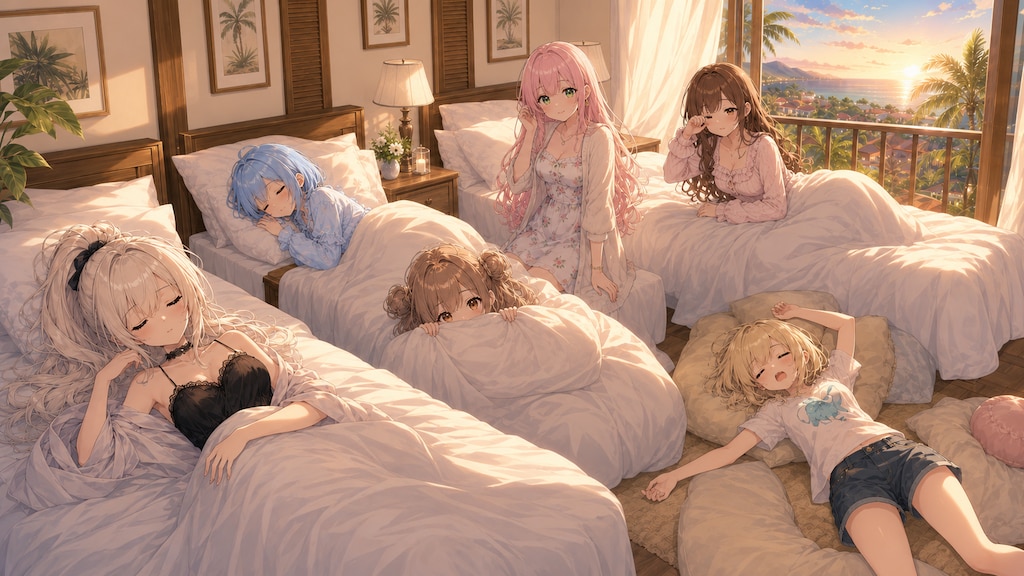 朝日が差し込む、リゾートの寝起き風景☀️💤
