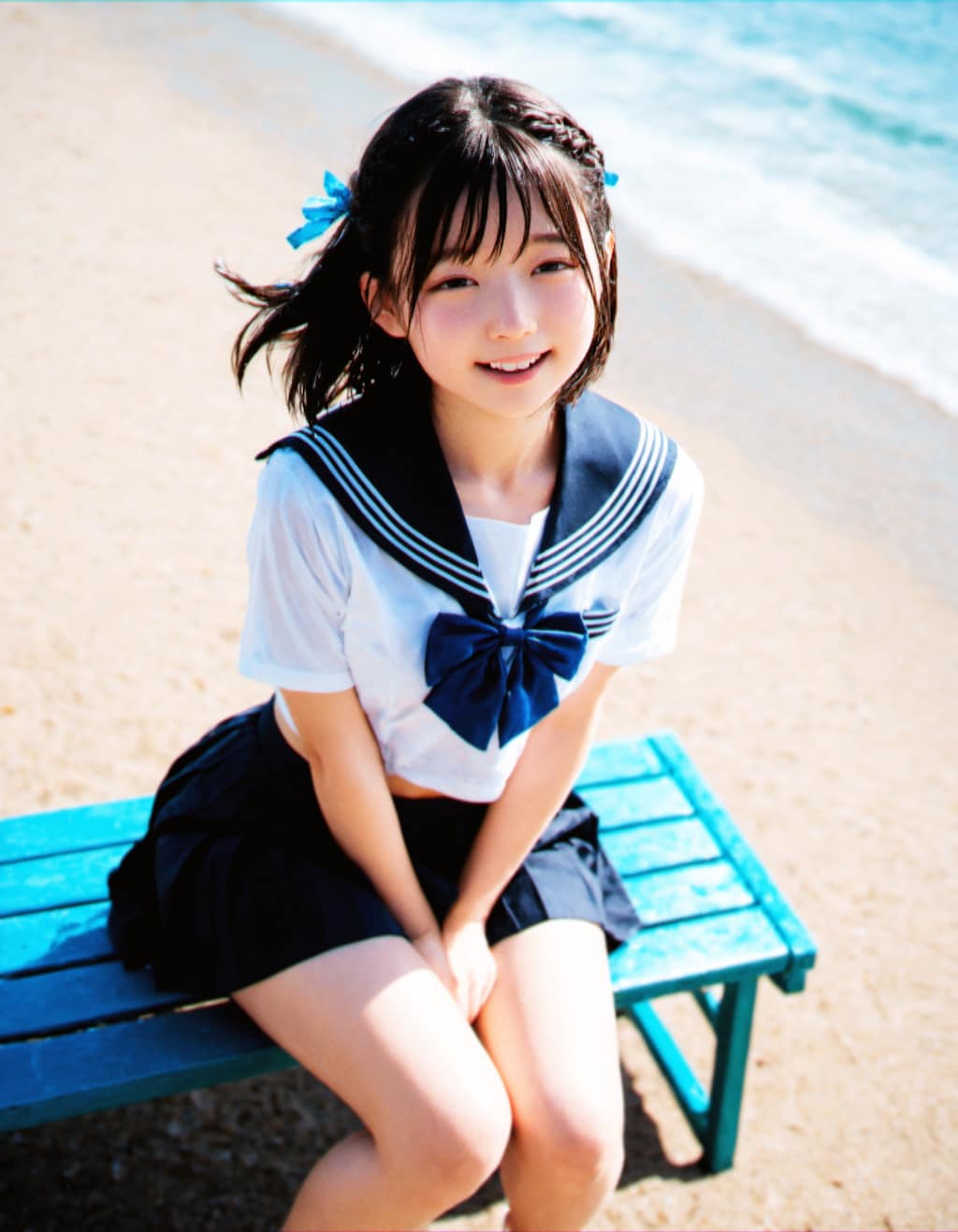 夏、制服、海