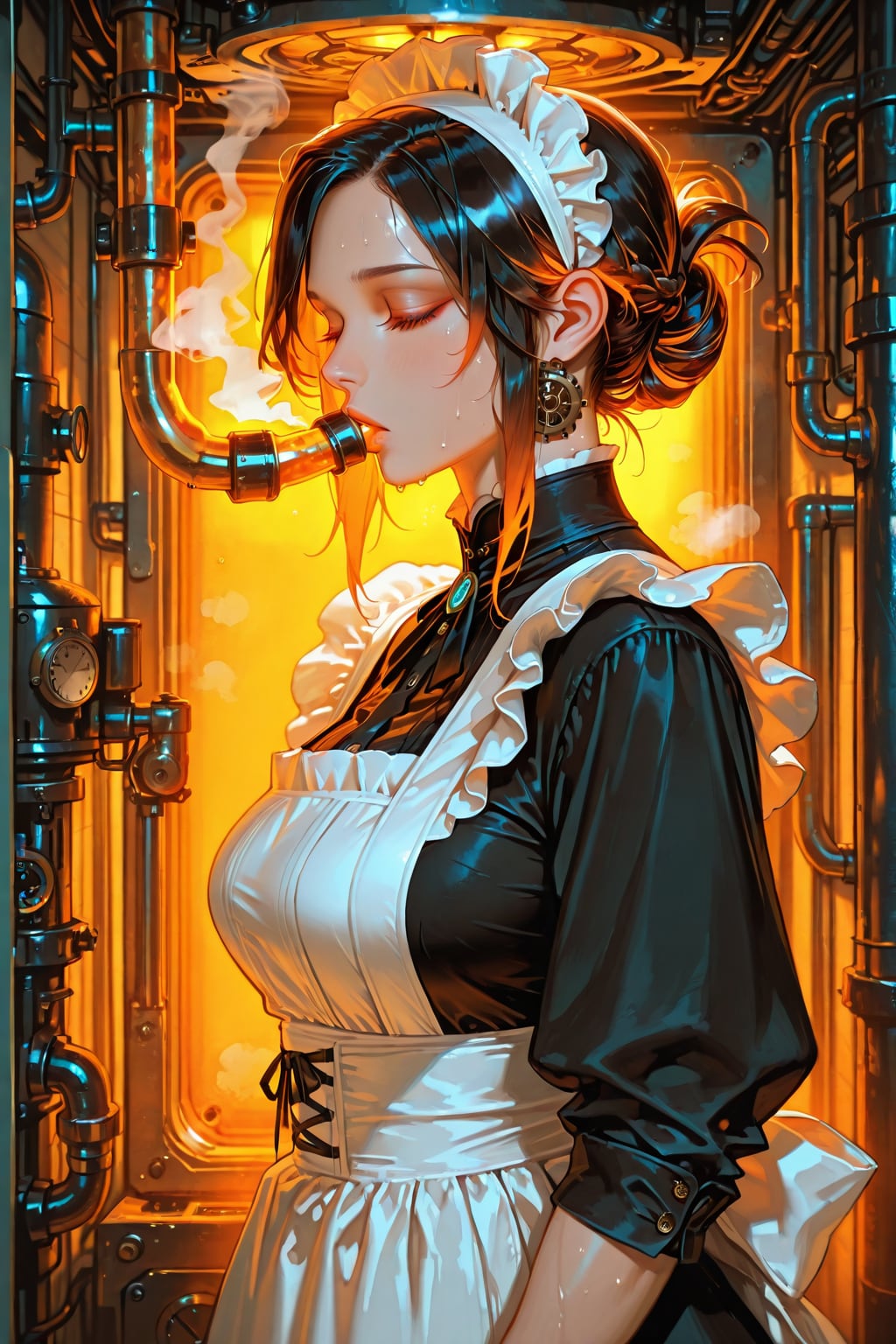 Maid in boiler room