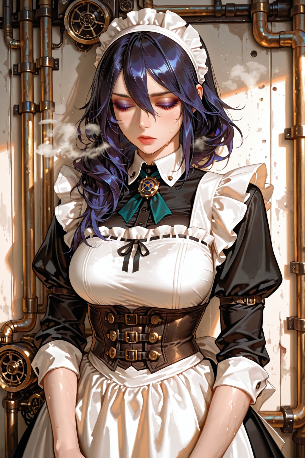 Maid in boiler room