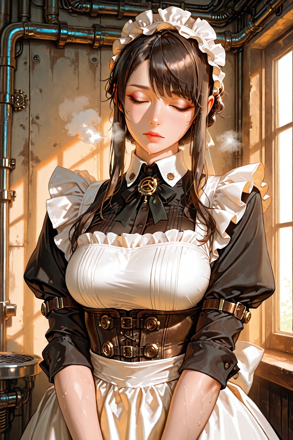 Maid in boiler room
