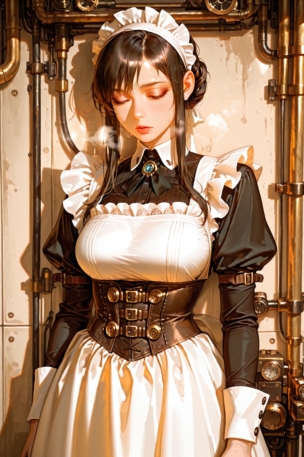 Maid in boiler room