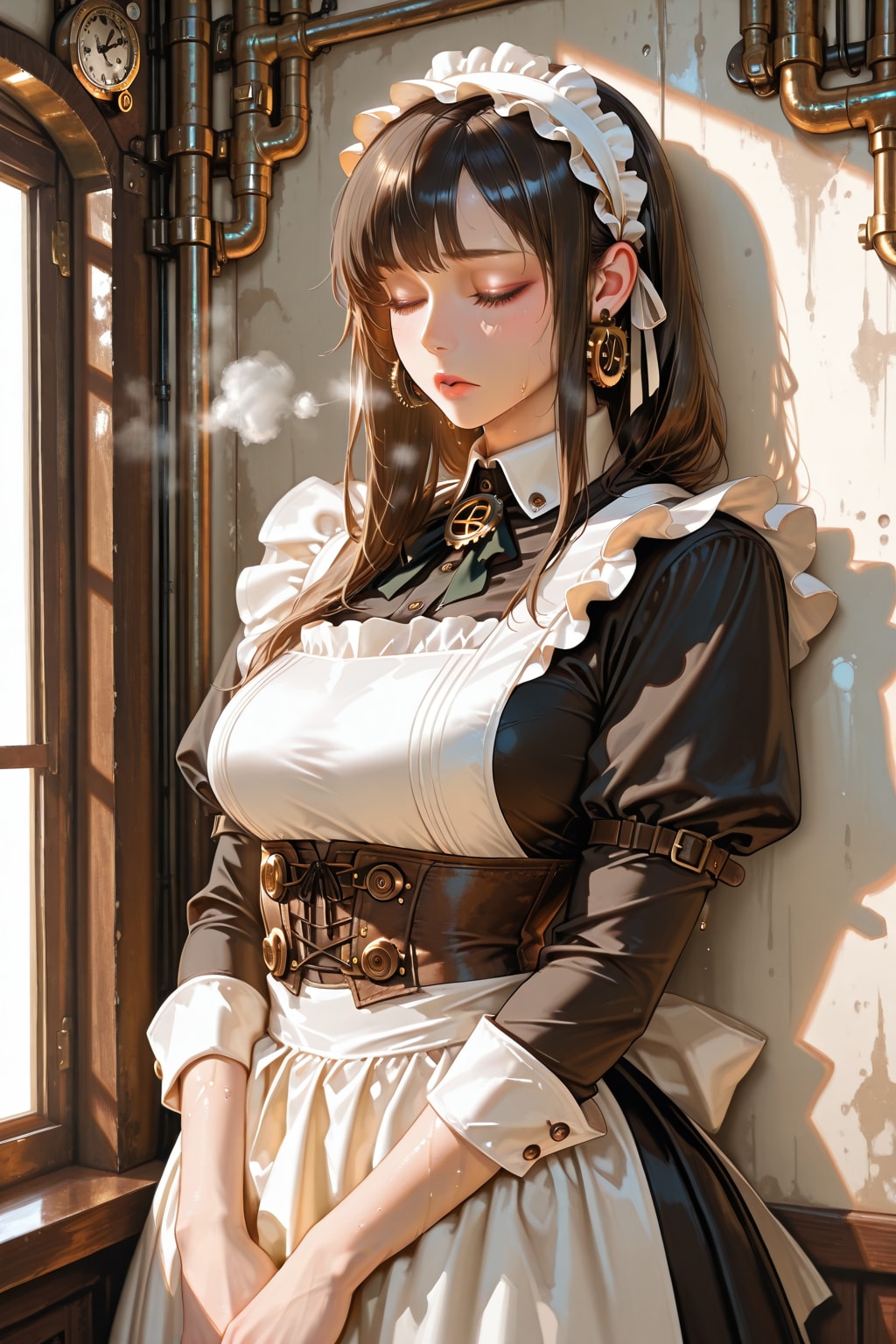 Maid in boiler room
