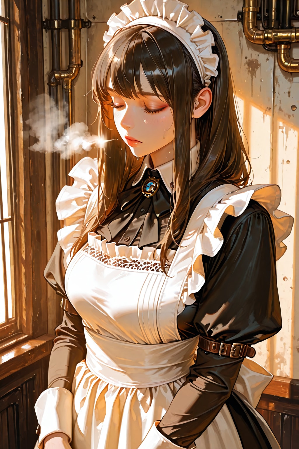 Maid in boiler room