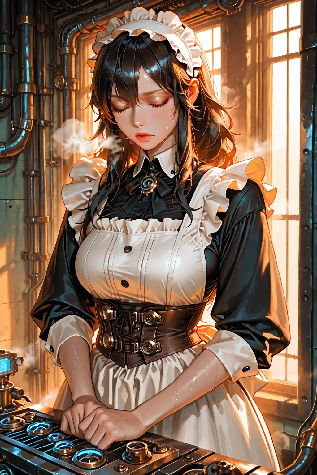 Maid in boiler room