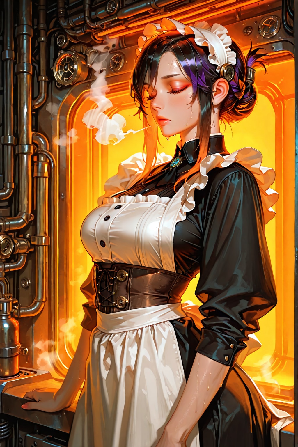 Maid in boiler room