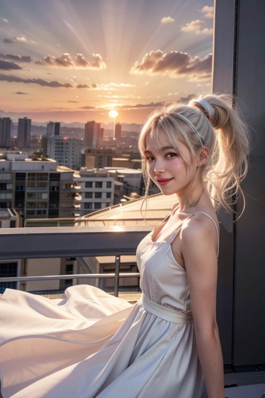 ポニーテールの銀髪の人