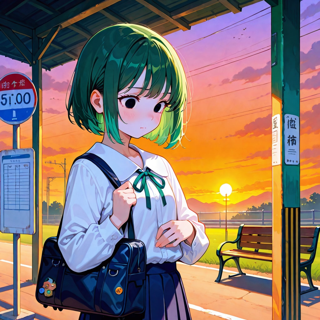 バス停にて