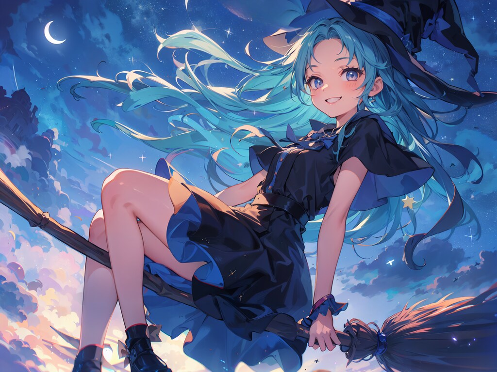 夜空を駆ける魔女