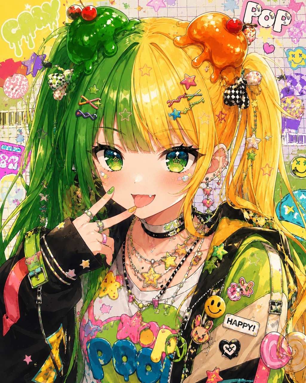 頭にカラメルがかかったツートンカラーの女の子