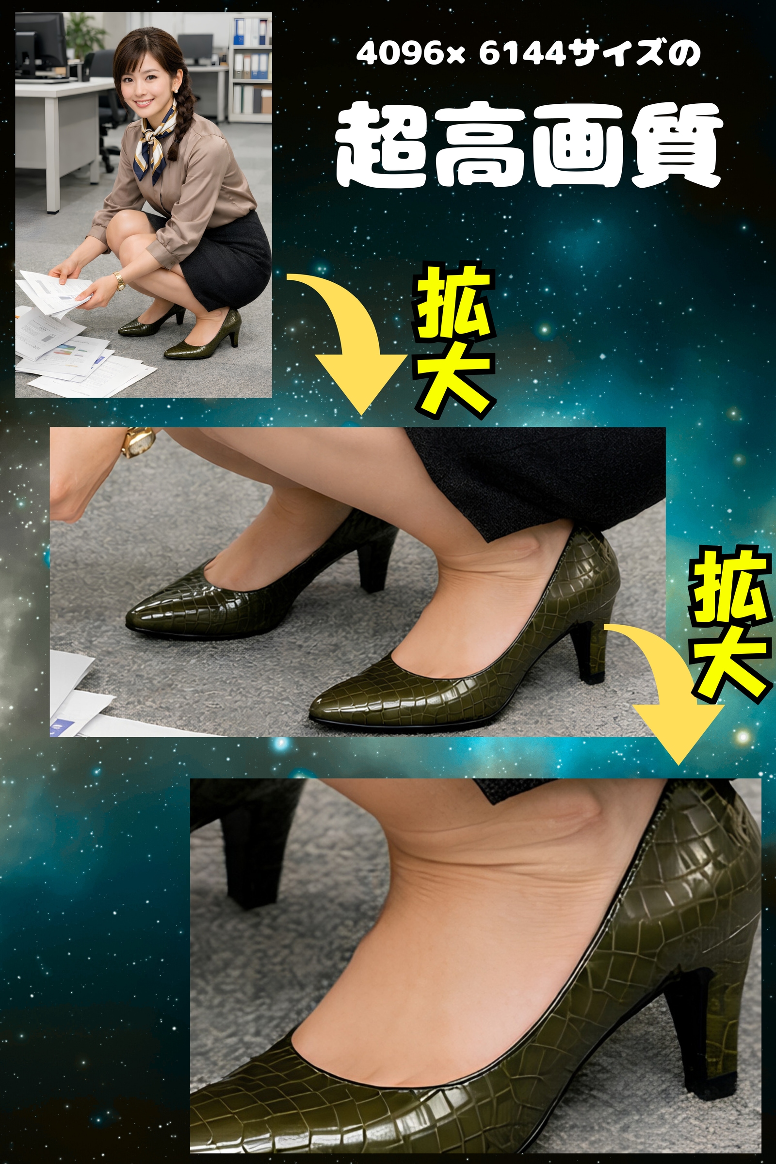 【無料】超拡大サンプル 書類を拾う美人ＯＬのパンプス脚 - [Free] Super-enlarged sample: Beautiful office lady's pumped legs pick