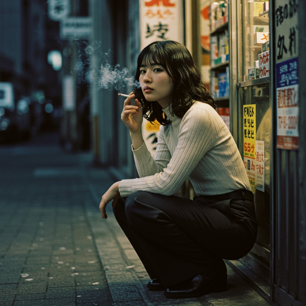 深夜の路上喫煙