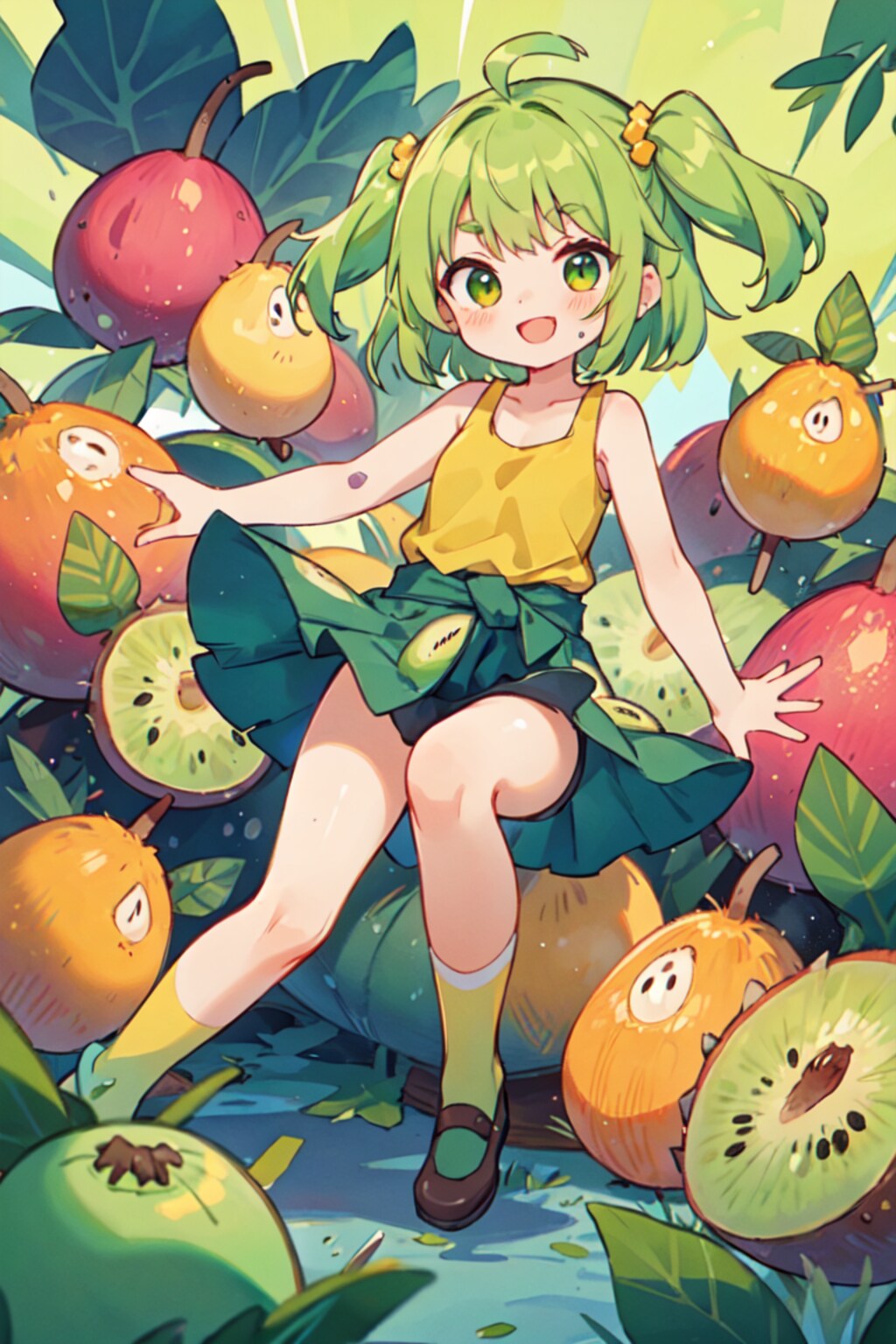 キウイとセミロングな女の子！！（12枚）
