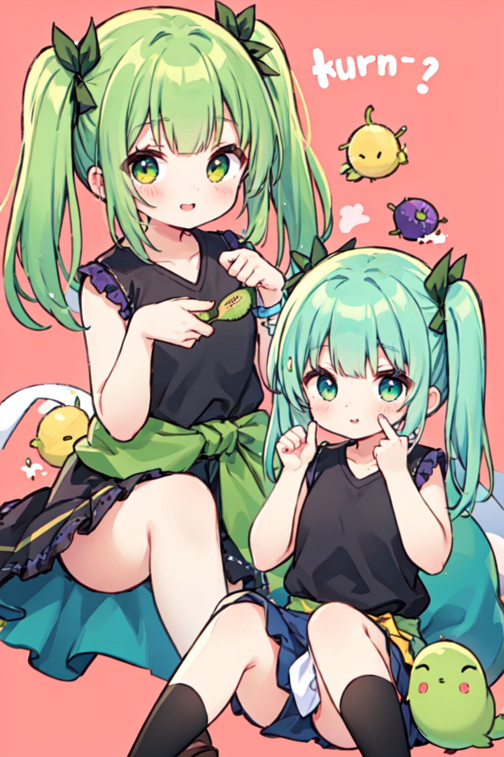 キウイとセミロングな女の子！！（12枚）