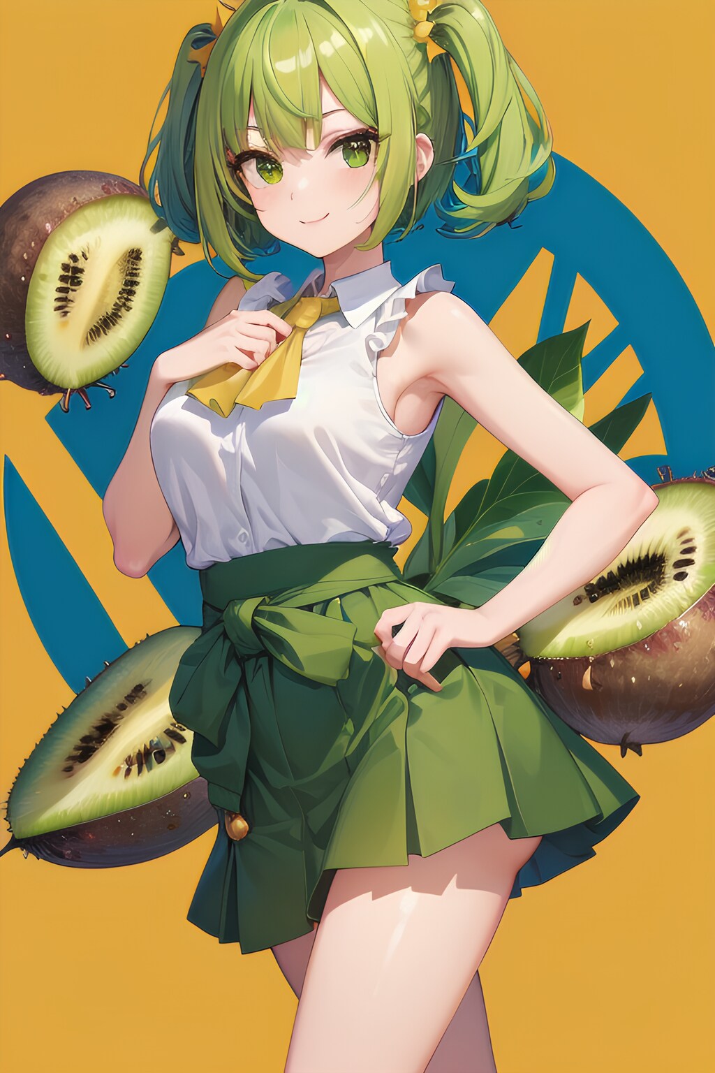 キウイとセミロングな女の子！！（12枚）
