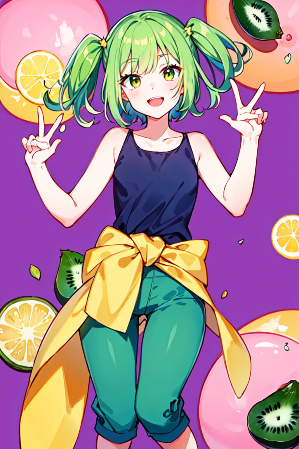 キウイとセミロングな女の子！！（12枚）