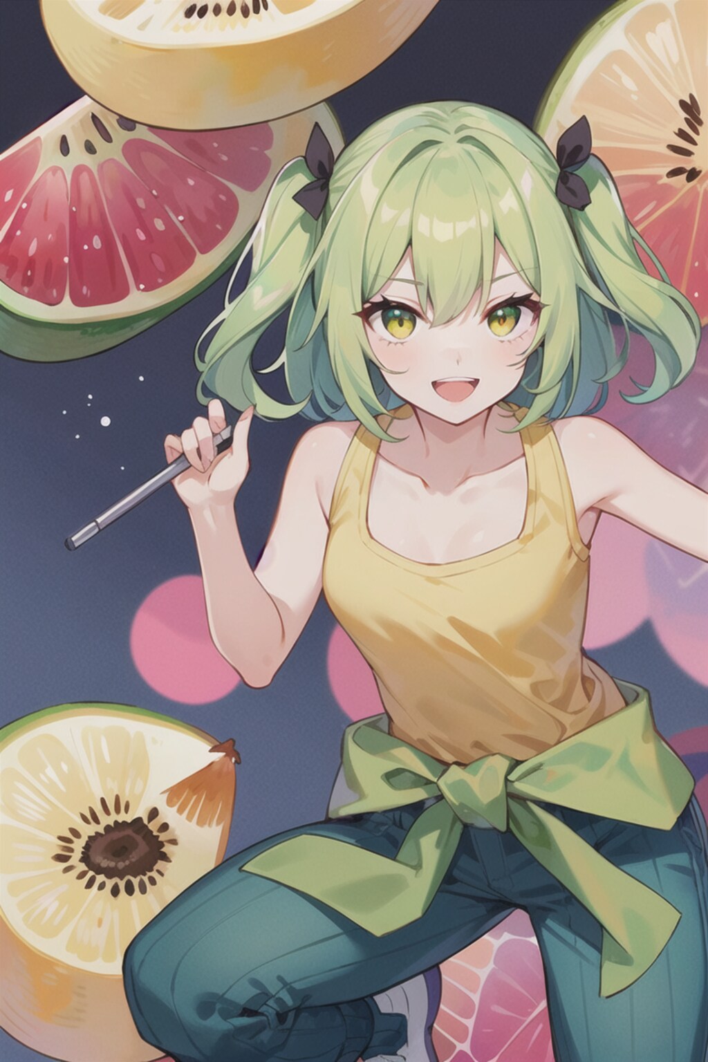 キウイとセミロングな女の子！！（12枚）