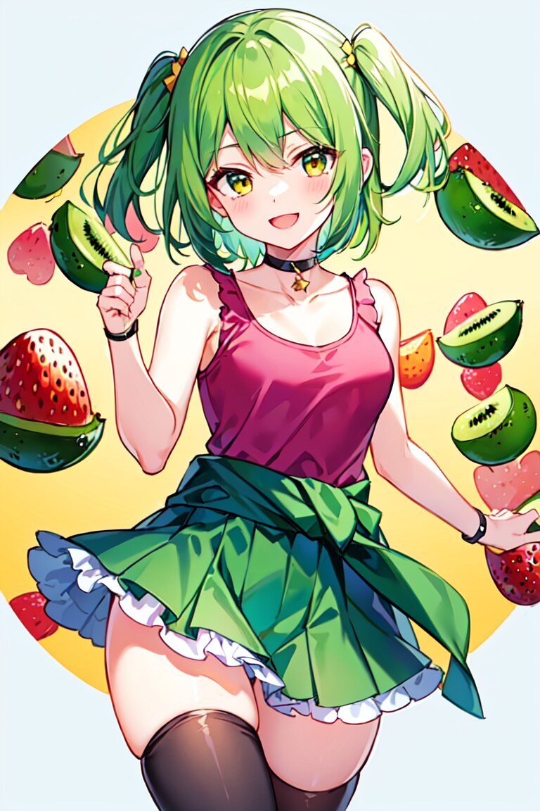 キウイとセミロングな女の子！！（12枚）