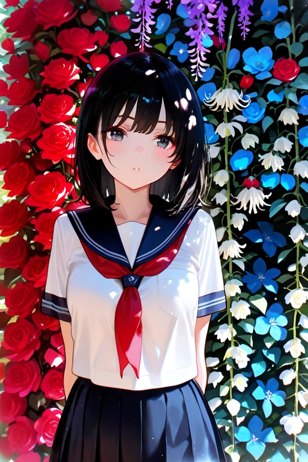 お花と黒髪ちゃん