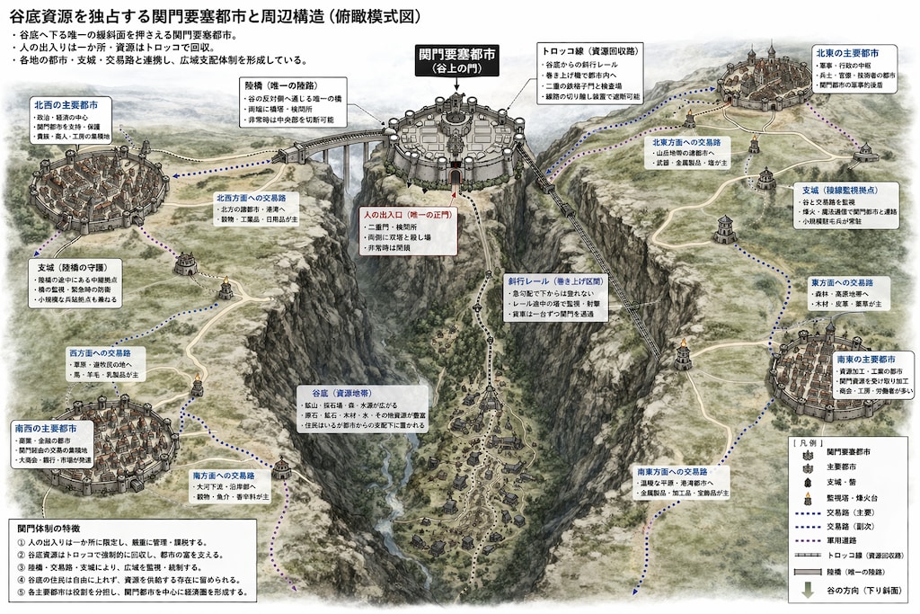 資源収奪関門城塞都市（ChatGPTによる世界観構築