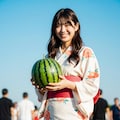 スイカと浴衣のお姉さん 6枚目