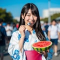 スイカと浴衣のお姉さん 12枚目