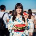 スイカと浴衣のお姉さん 8枚目