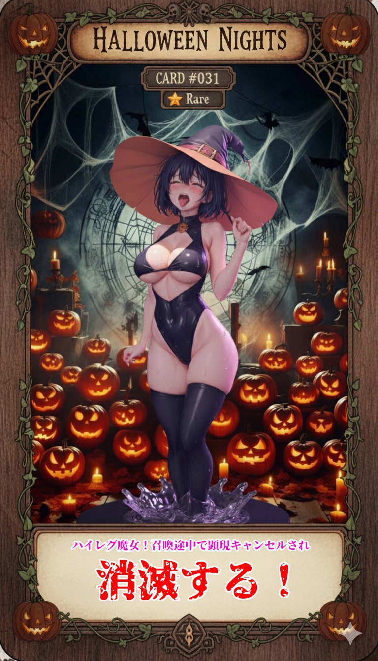 ハロウィンの夜に召喚できるハイレグ魔女♪・・好みじゃなかった？からと召喚途中で顕現をキャンセルされ消滅💦（フィギュアでやられシリーズ）