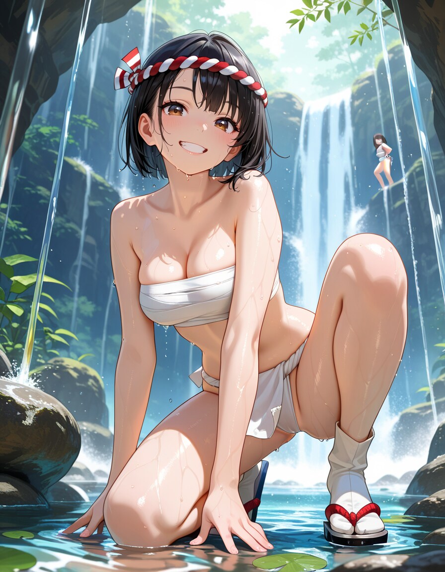 滝に挑む白装束