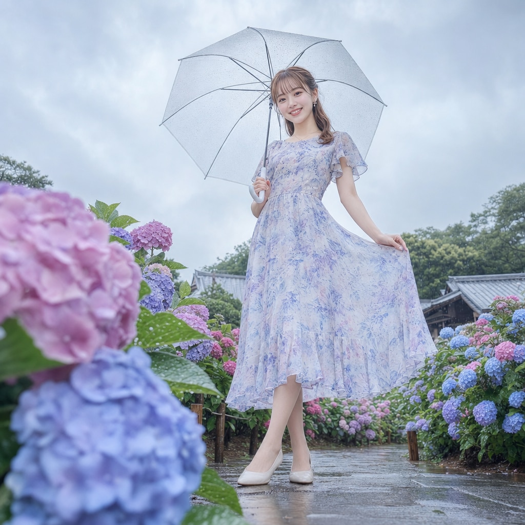 雨の中で