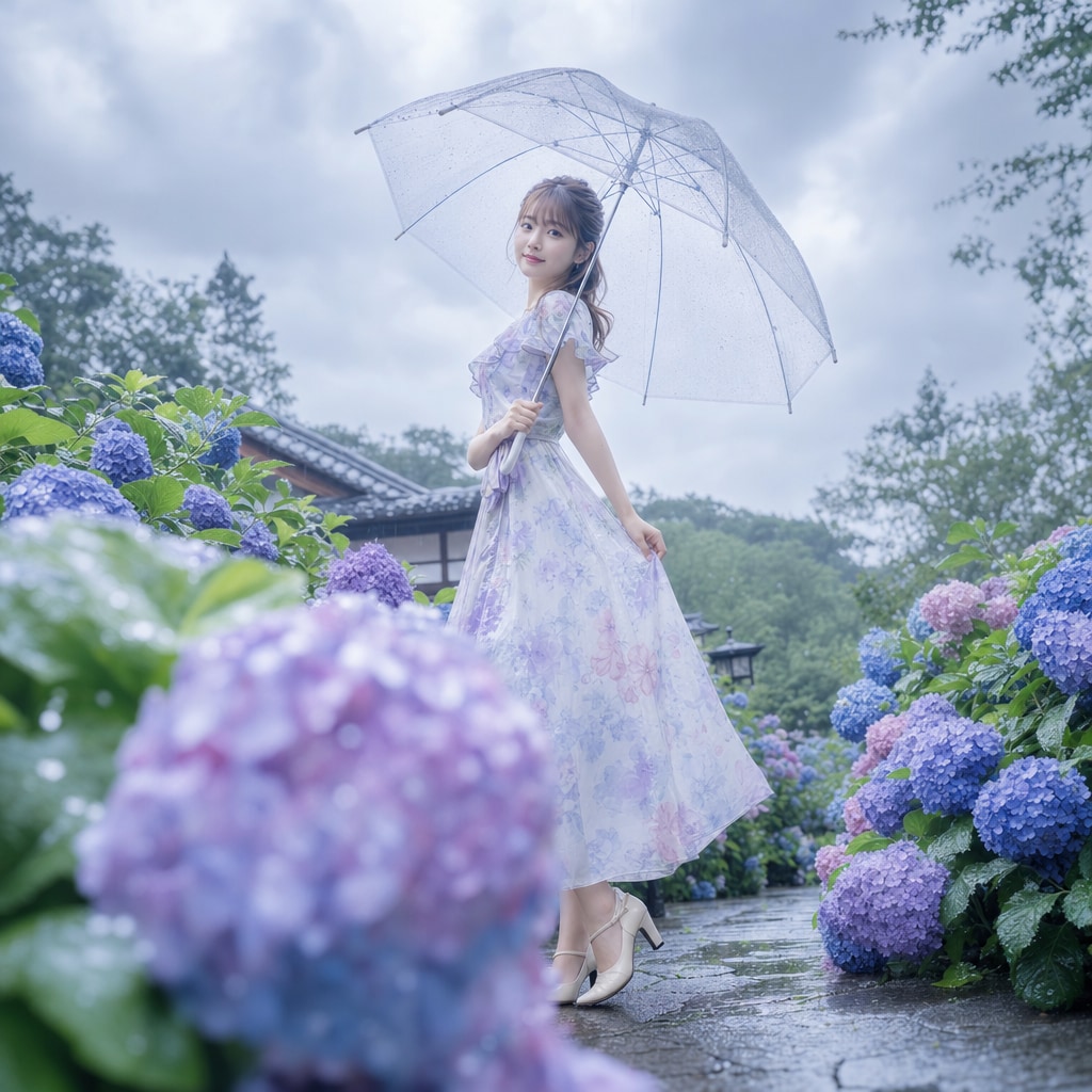 雨の中で