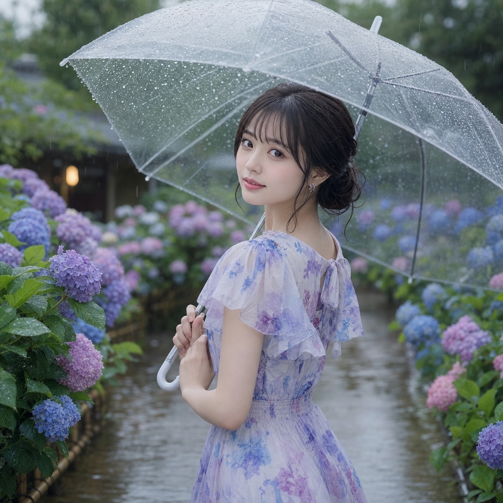 雨の中で