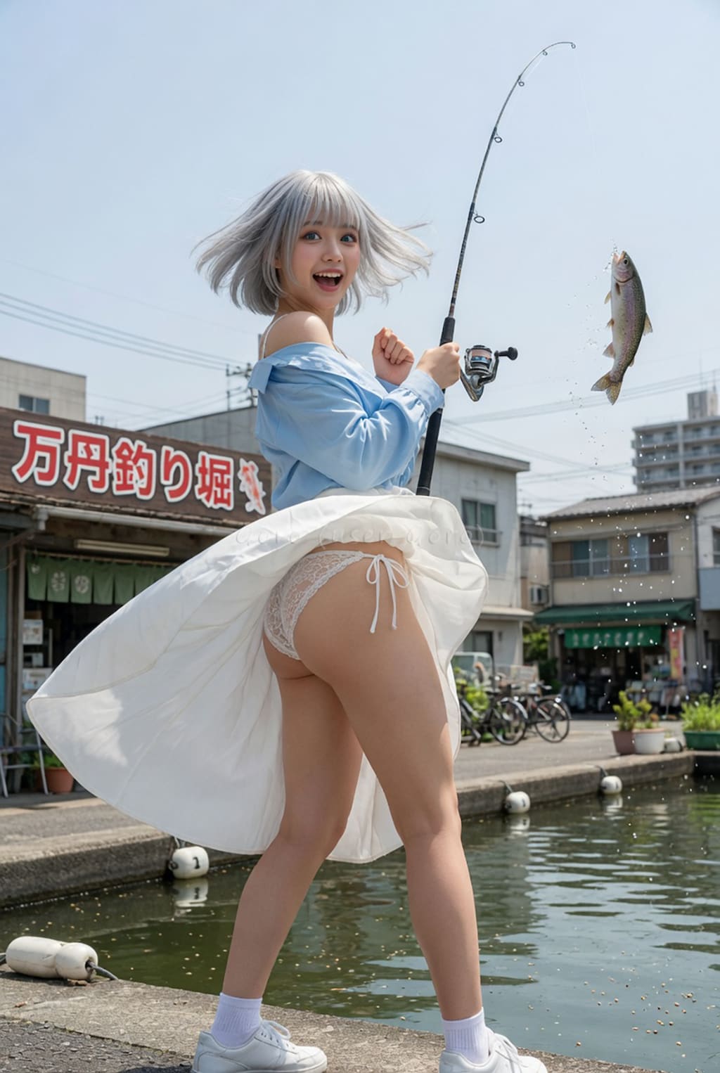 白髪光莉さんの釣り堀体験