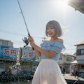 白髪光莉さんの釣り堀体験 2枚目