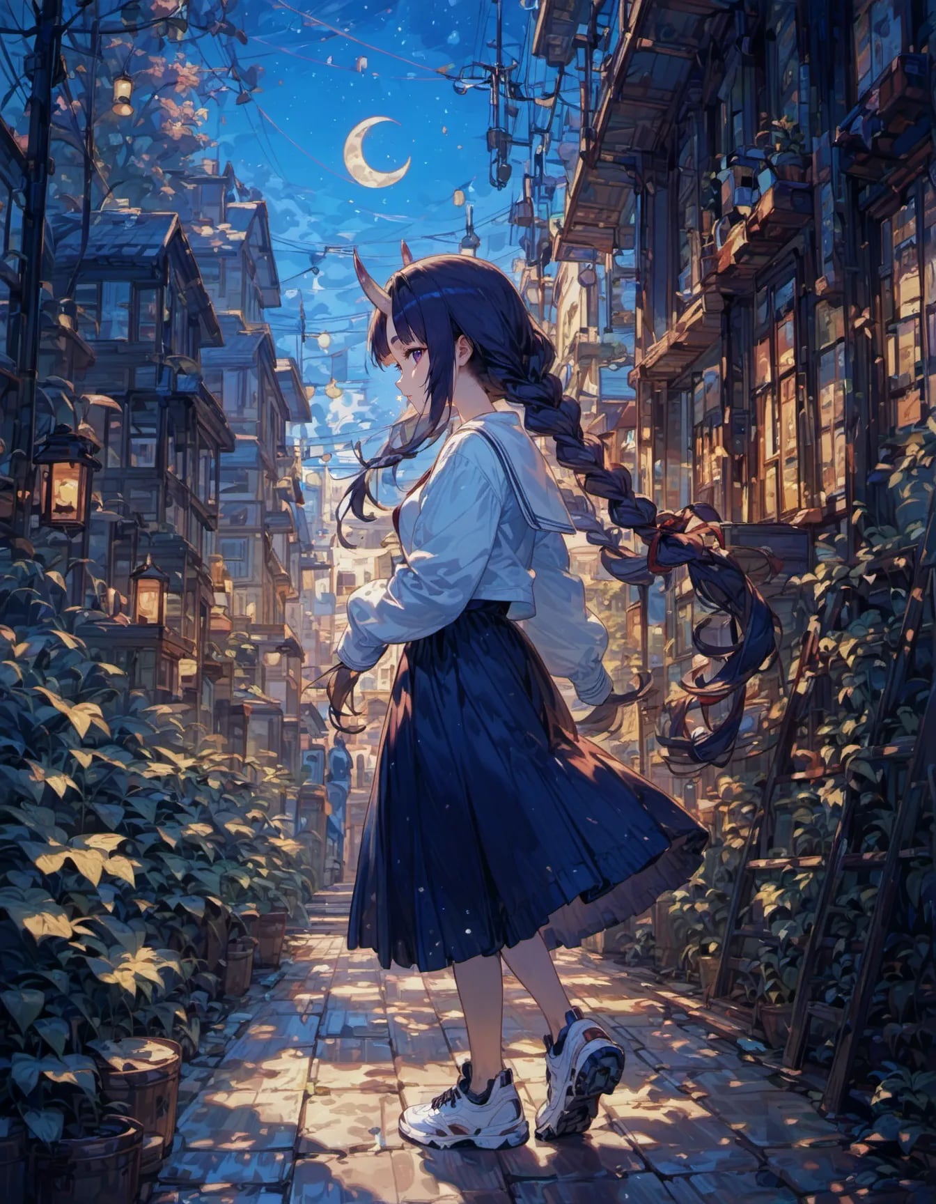 Moon Between Power Lines | の人気AIイラスト・グラビア