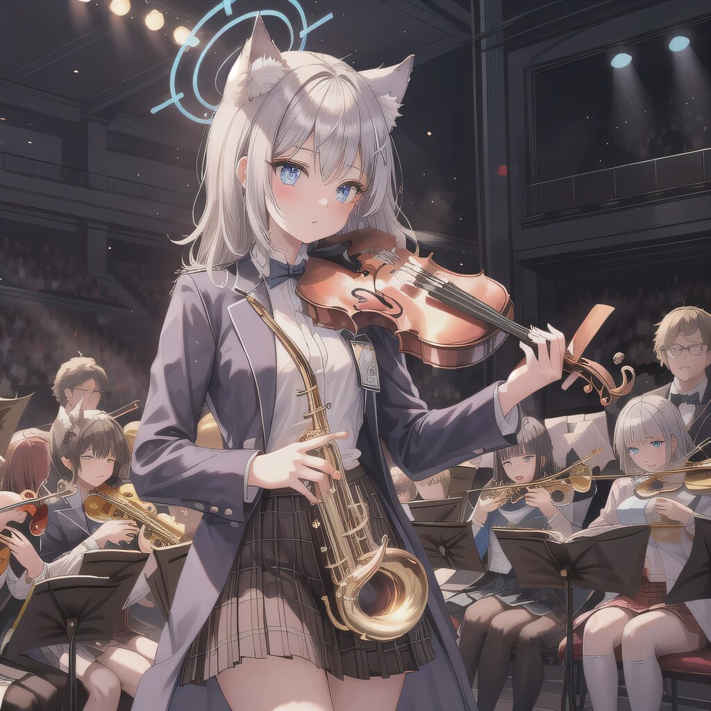 灰髪ロングでブラスバンドの少女４