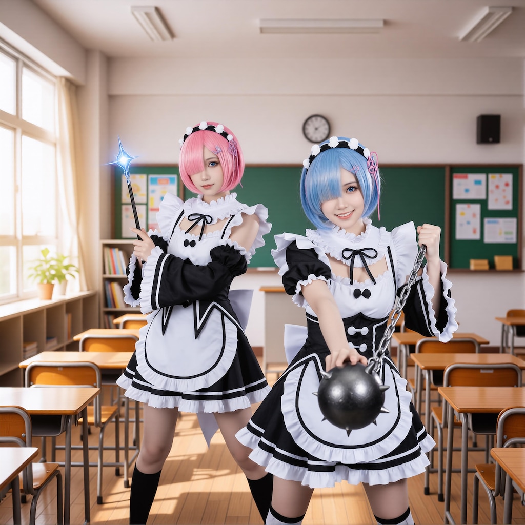 戦闘モードのラムとレム