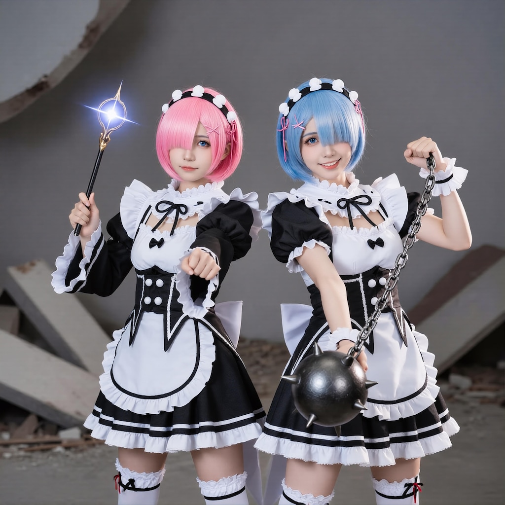 戦闘モードのラムとレム