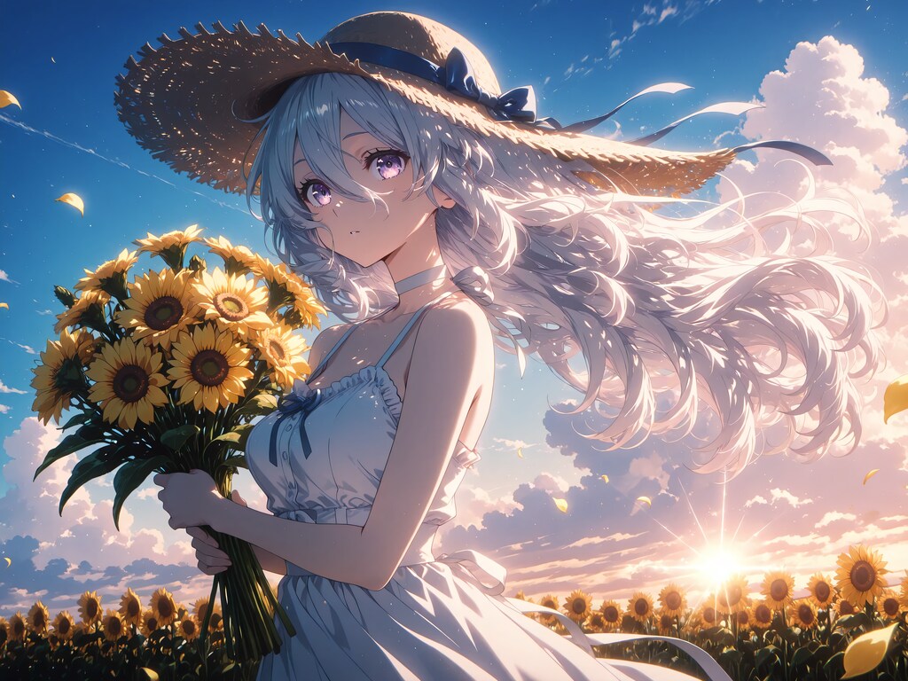 夏、風、向日葵。