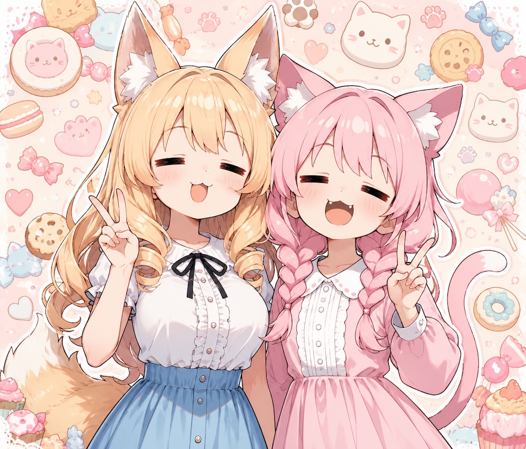 ゆるふわおねえさんとゆるふわねこちゃん。