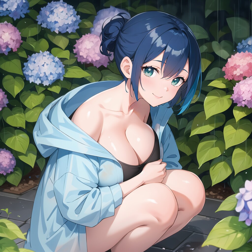 紫陽花と淑女さん