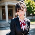 健全　ポニテ１　制服 2枚目