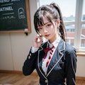 健全　ポニテ１　制服 3枚目