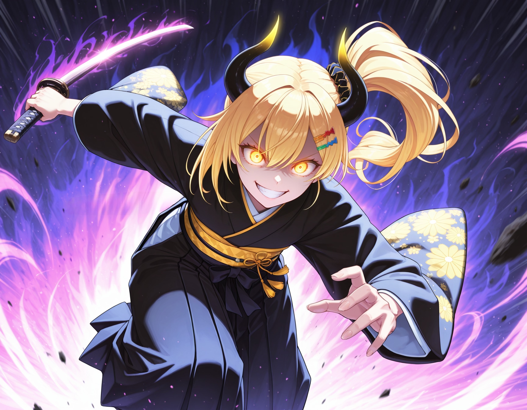 刀を持って走る女鬼高生さん | の人気AIイラスト・グラビア