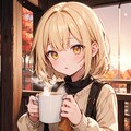 ホットドリンクを飲むHALOちゃん 5枚目