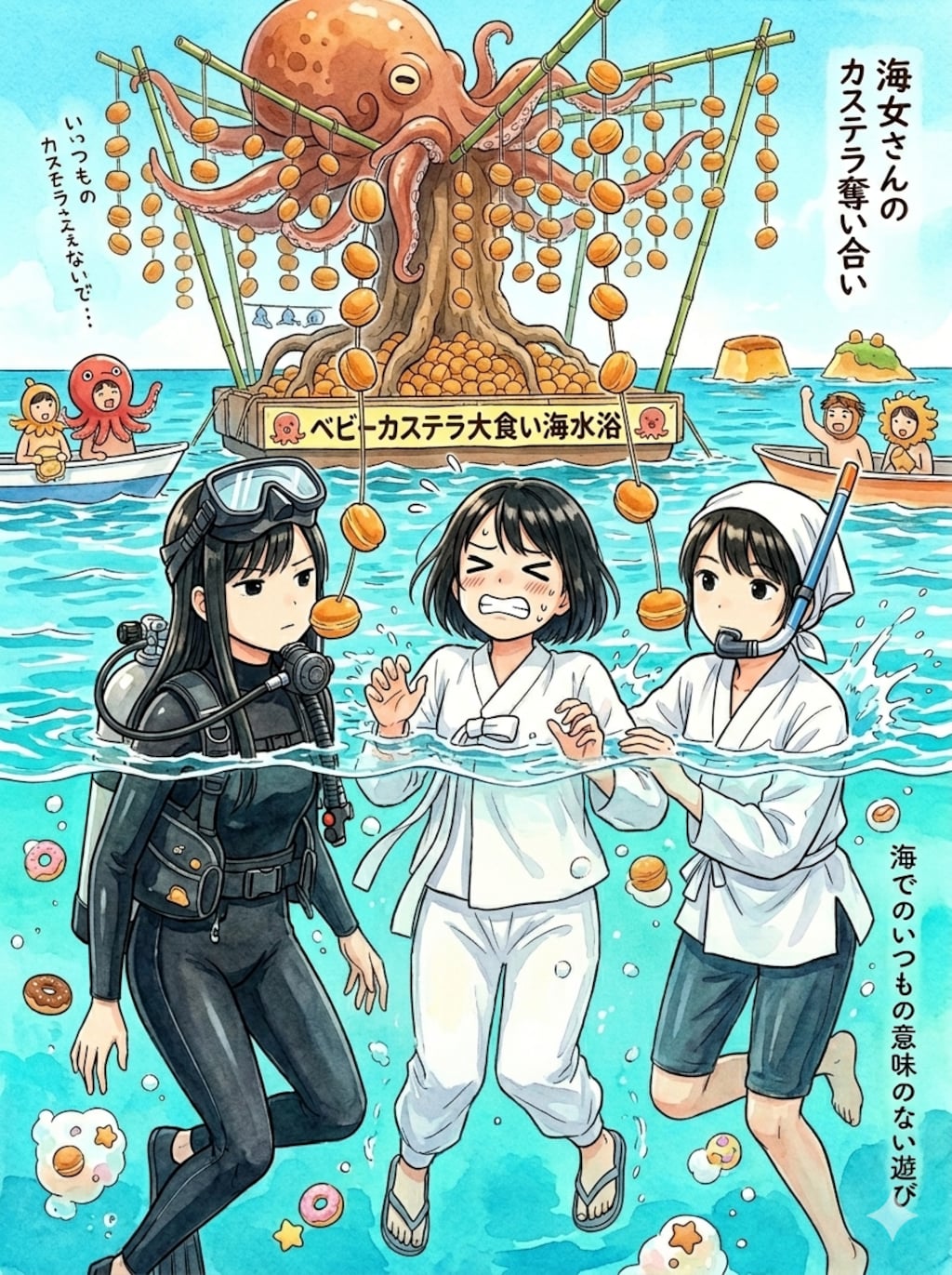 洋上ベビーカステラ食い競争