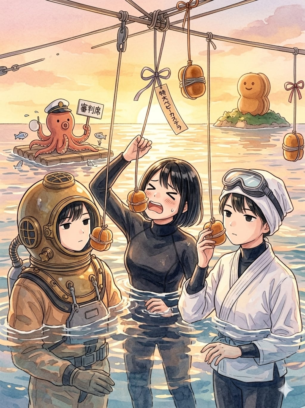 洋上ベビーカステラ食い競争