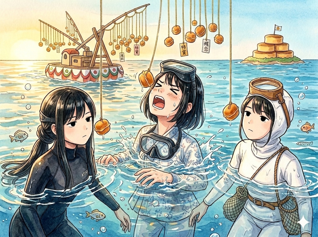 洋上ベビーカステラ食い競争
