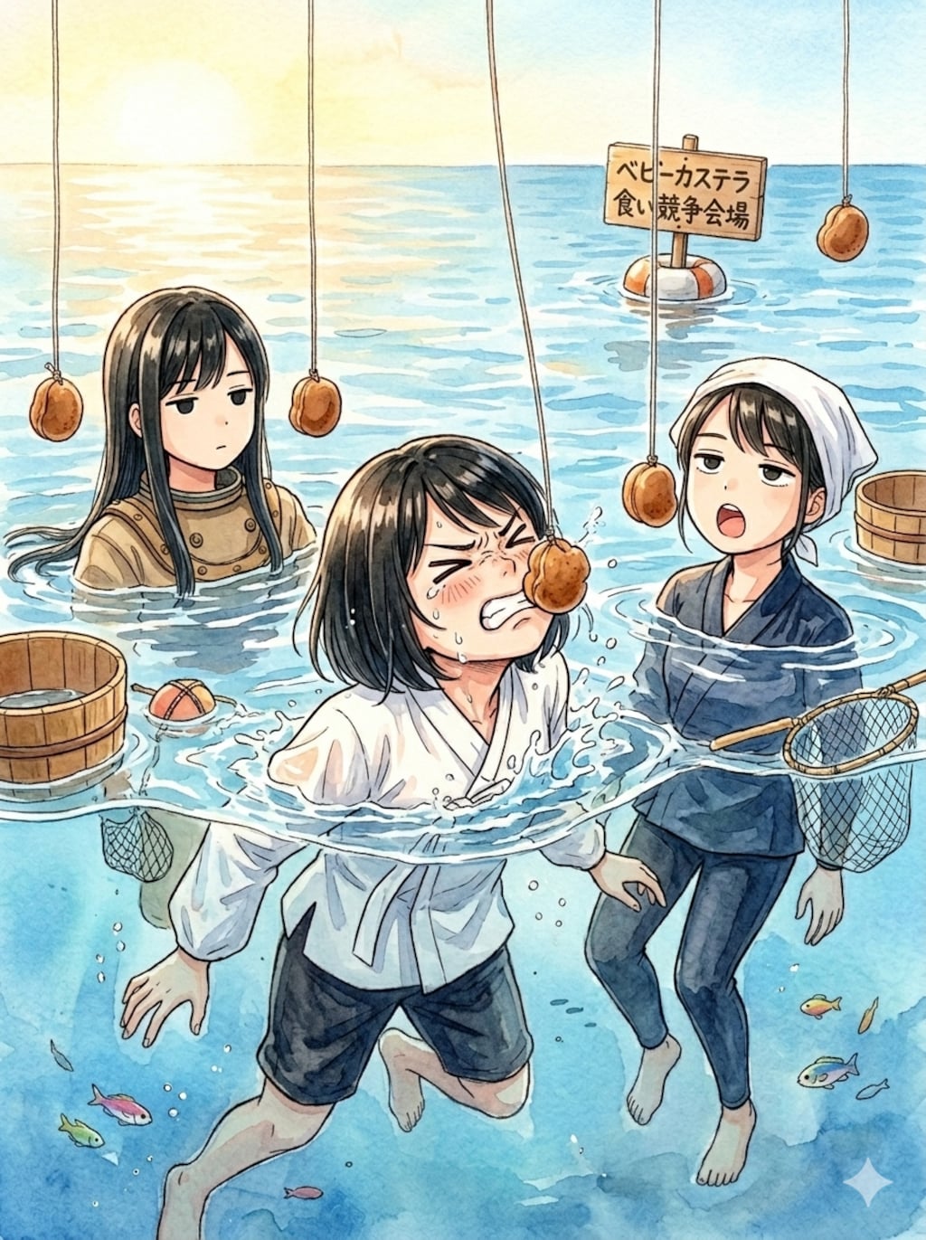 洋上ベビーカステラ食い競争