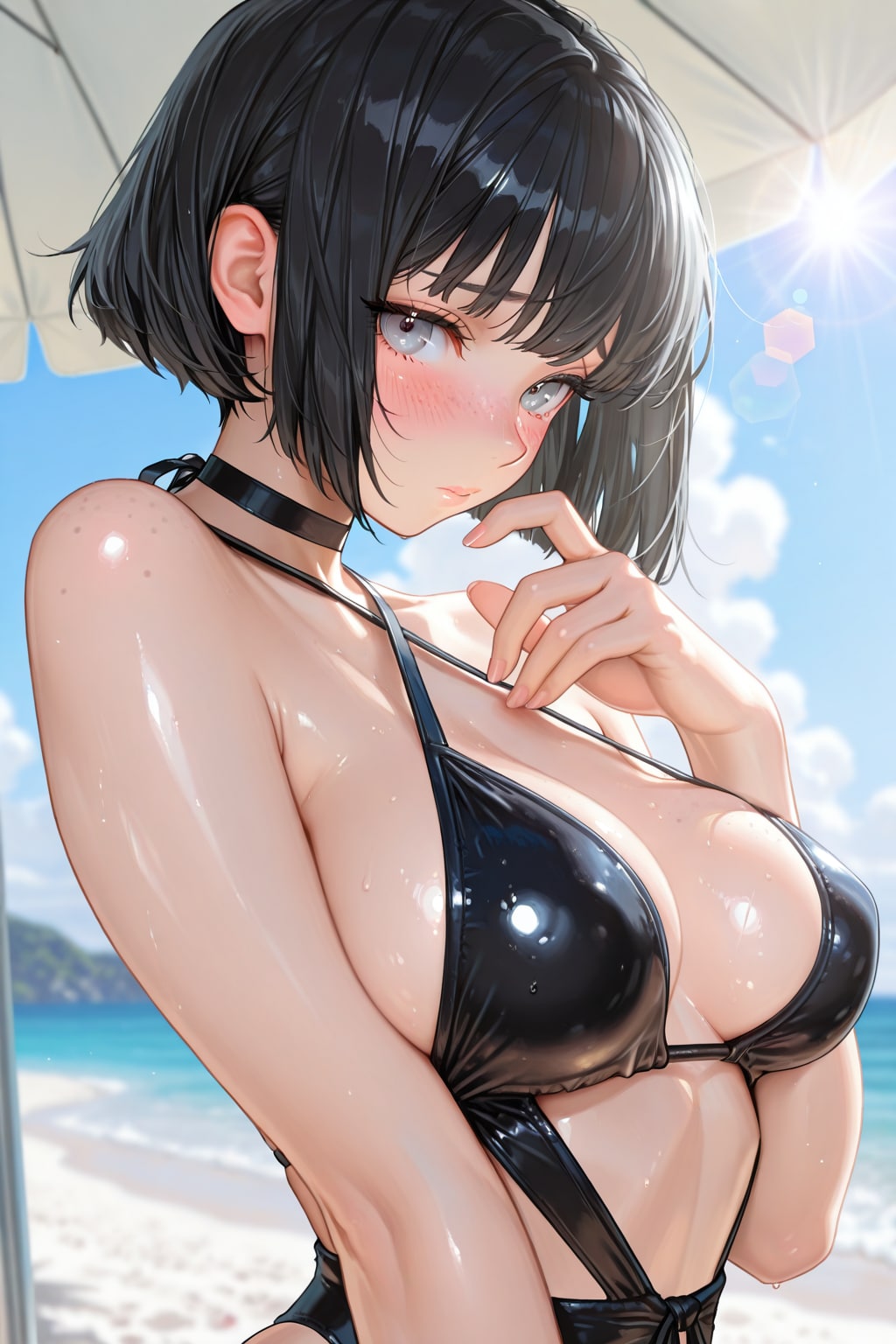 恥ずかしそうに顔を伏せるそばかすボブちゃん